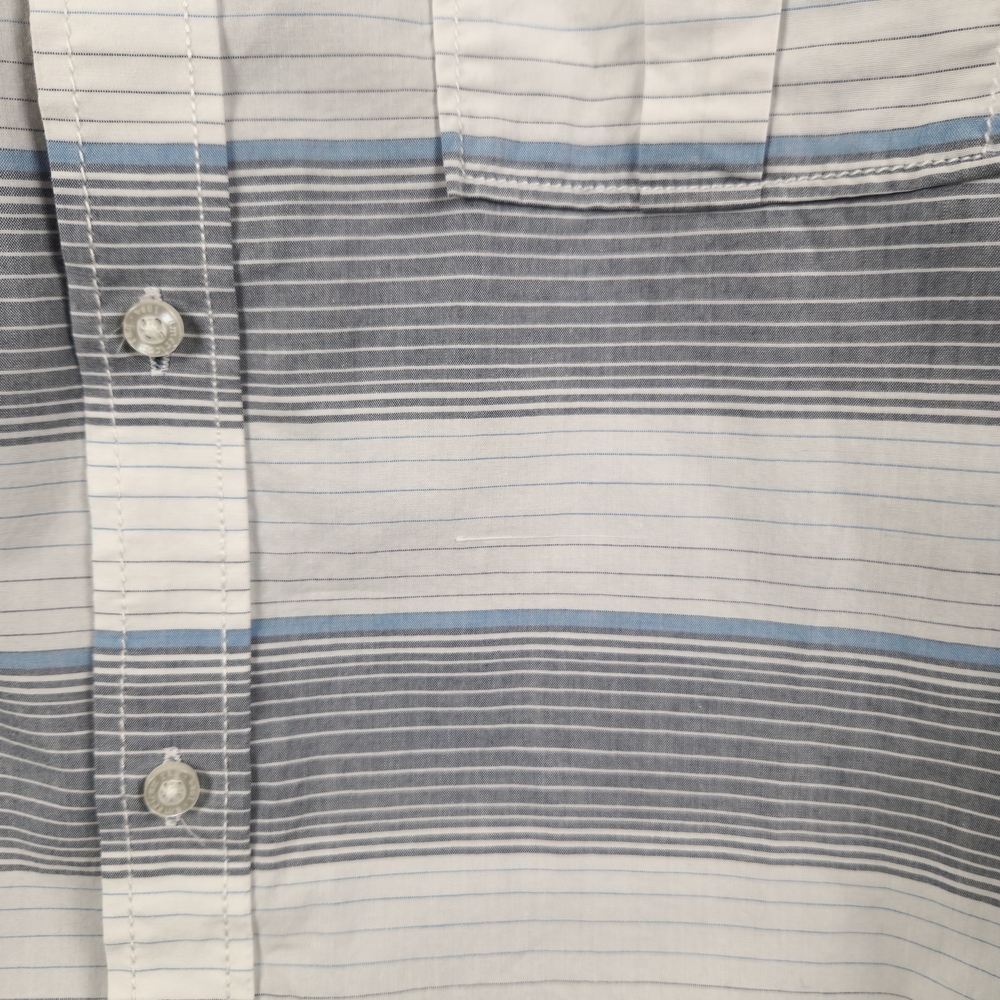 American Rag Blue and White Striped Casual Epaulette Shirt Size M - Picture 10 of 10